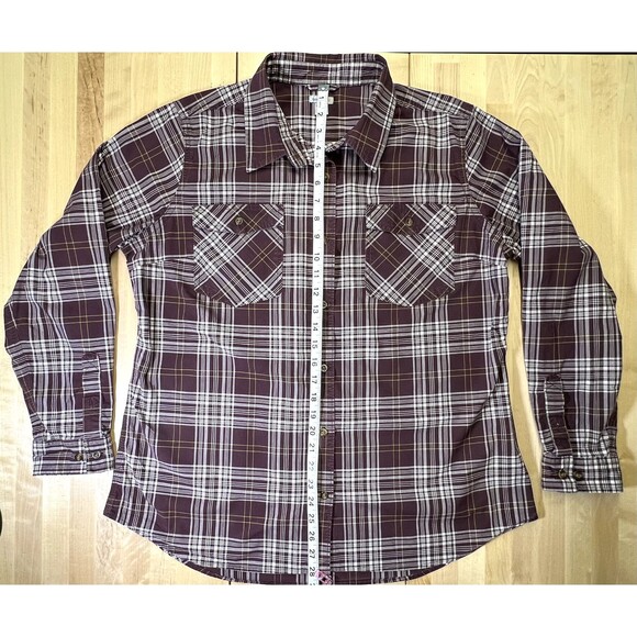 Mens Carhartt Long Sleeve Button Down Shirt Brown Plaid Size XL - Picture 2 of 9